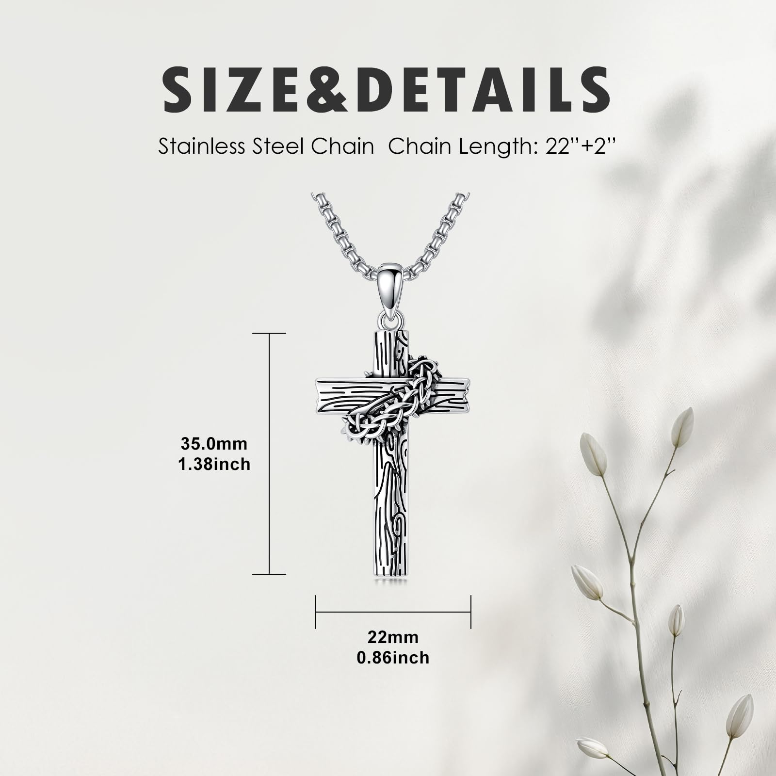 PROESS Kreuz Kette 925 Sterlingsilber Kreuz Anhänger Halskette Christlicher Schmuck Geschenke für Damen Herren