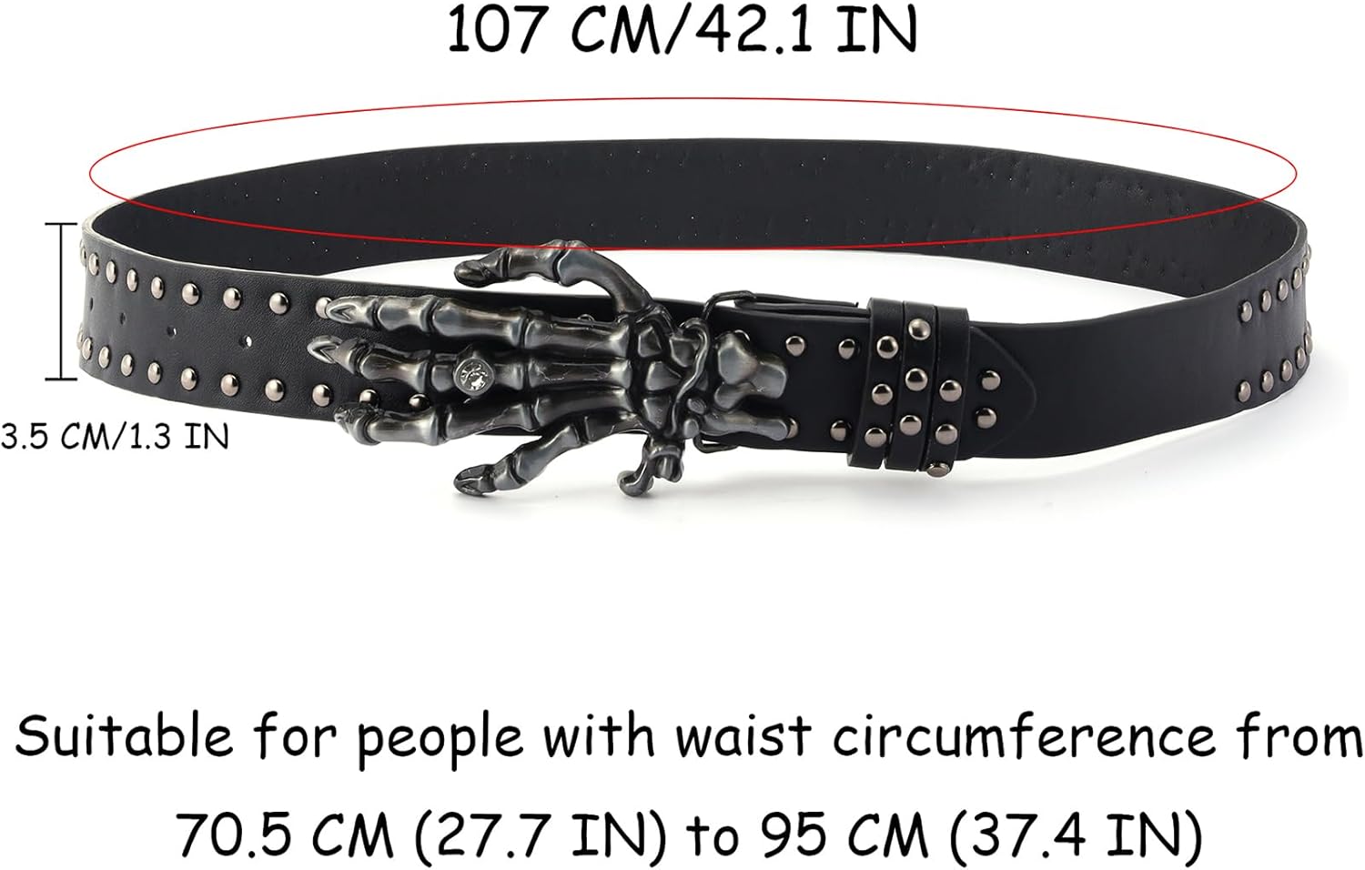 MILAKOO Skull Head Leather Buckle Belt Gothic Punk Waist Band Skeleton Metal Buckle for Jeans Pants Biker Belts Outfits - Image 4