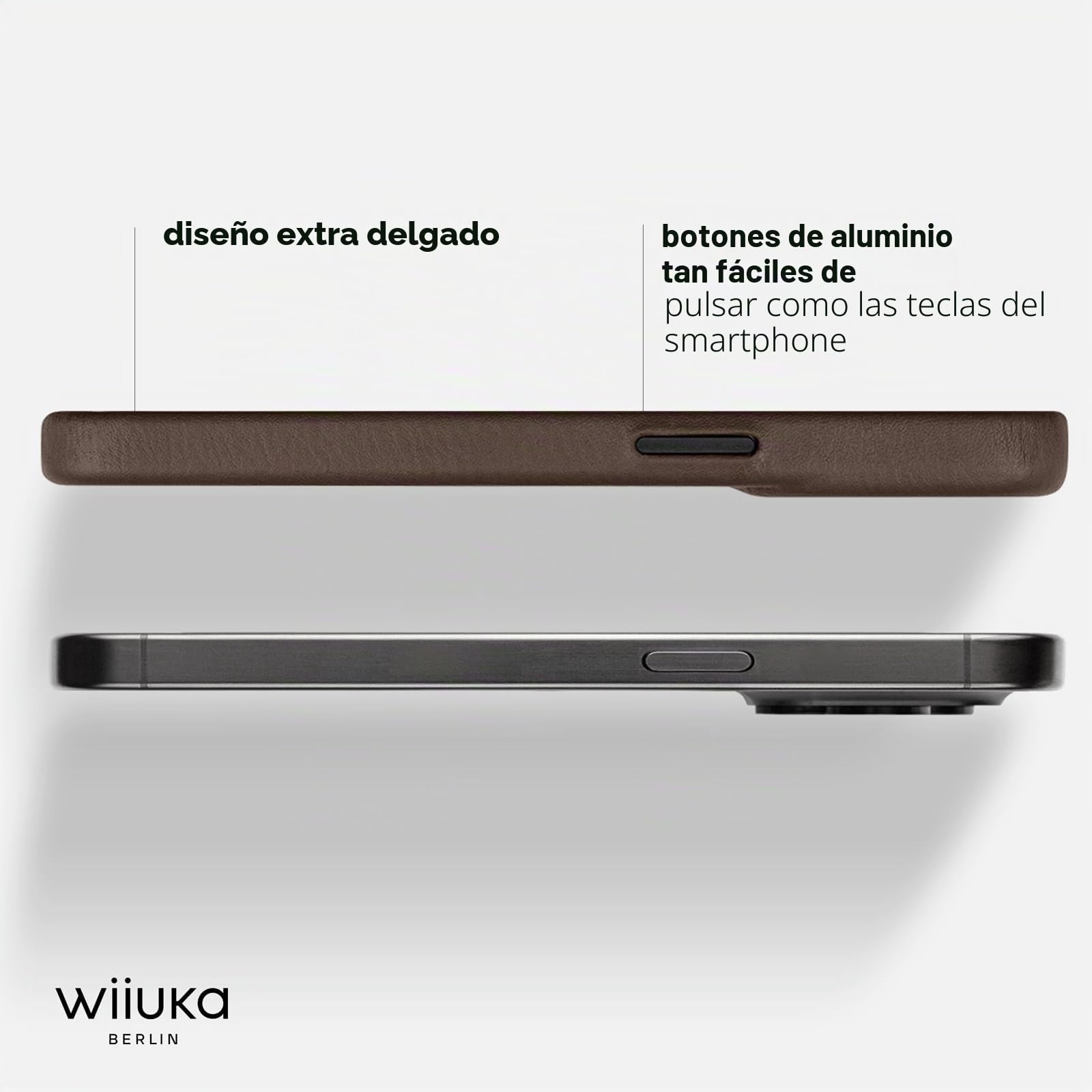 WIIUKA Funda para iPhone 14 Pro Max, Piel de Alemania Extrafina, Premium para Teléfono Móvil, Qi, Marrón Vintage