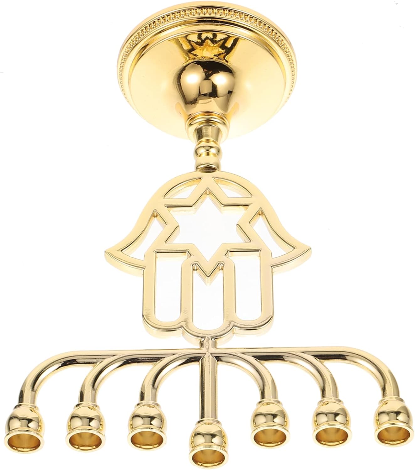 ORFOFE Gold Zinc Alloy 7-Branch Menorah Candelabrum Decorative Hanukkah Candlestick Holder for Home Tabletop Decor Vintage Candle Stand for Festivals and Parties