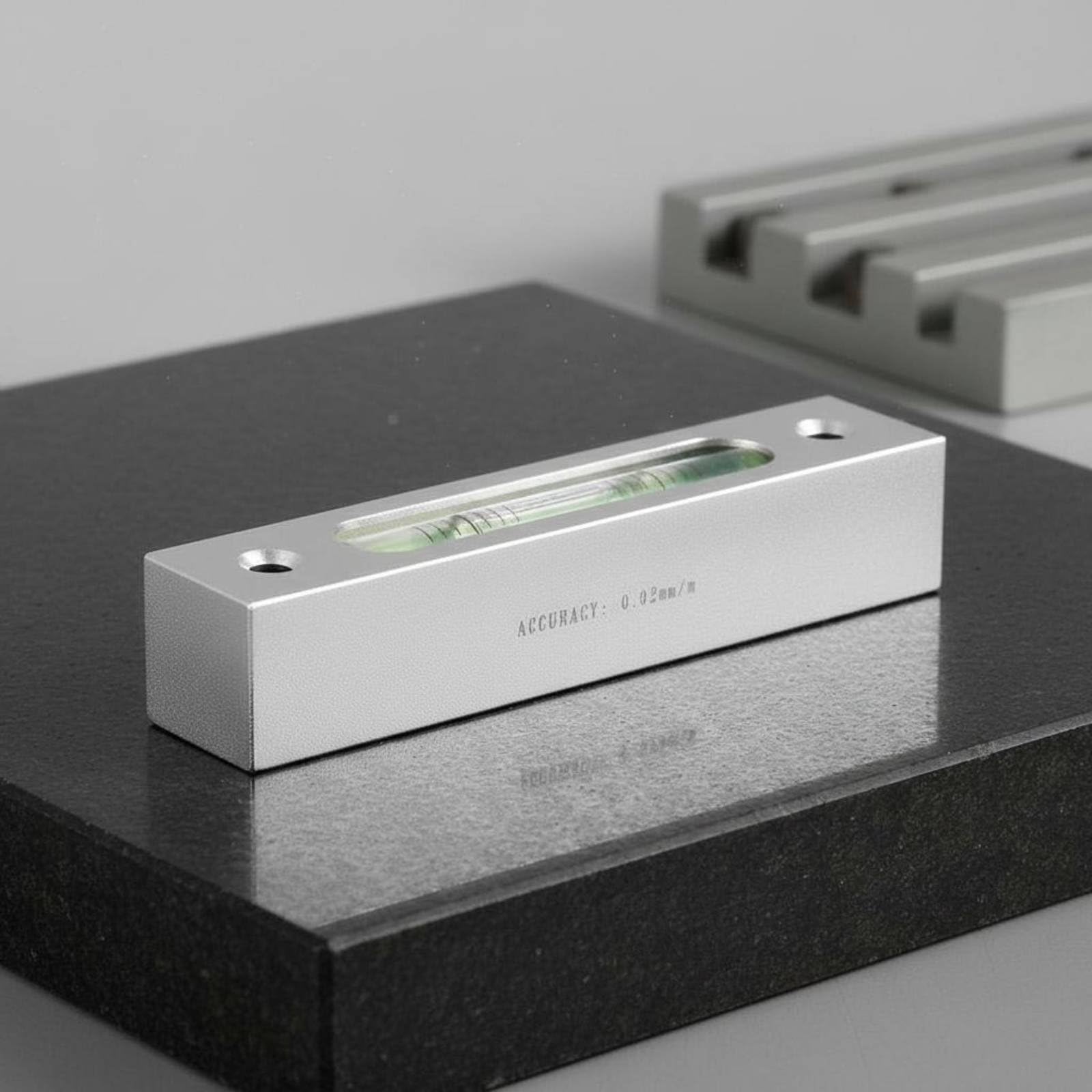 Nivel de Burbuja Mecánico Mini Nivel de Aluminio Regla de Precisión Barra Compacta Herramienta de Medición Portátil Adecuado para Carpintería, Carcasa Plateada, Agua Blanca 0.02mm/M