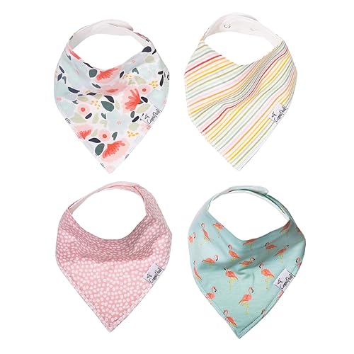 Miniatura 50 de Copper Pearl 4 paquete de baberos de algodón suave para babeo y dentición, baberos absorbentes para bebé niña y niño, ajustable para recién nacidos