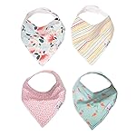 Copper Pearl 4 Pack Soft Cotton Baby Bibs for Drooling and Teething, Absorbent Drool Bibs for Baby Girl and Boy, Adjustable to Fit Newborns to Toddlers, Tons of Styles (Leilani)