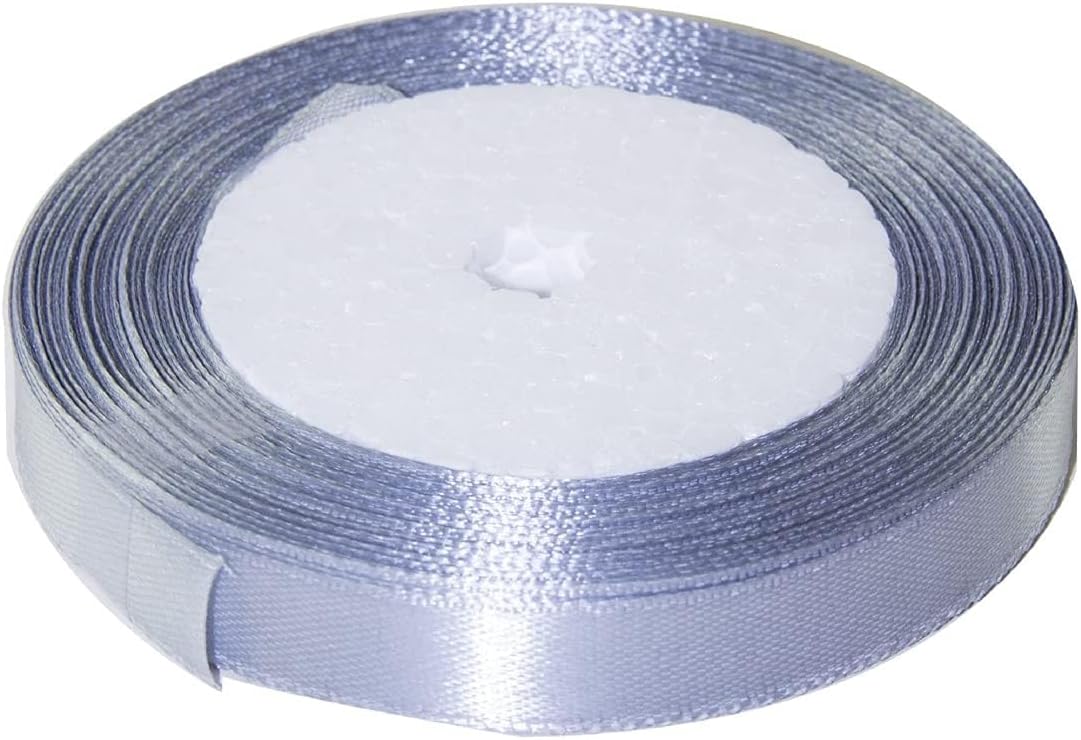 Rosymoment Ribbon Satin Fabric Ribbon For Gift Package Wrapping Hair Bow Clips Making Crafting Sewing Wedding Decorations Width1.3cm*25Yards Rbn-8577 - Silver