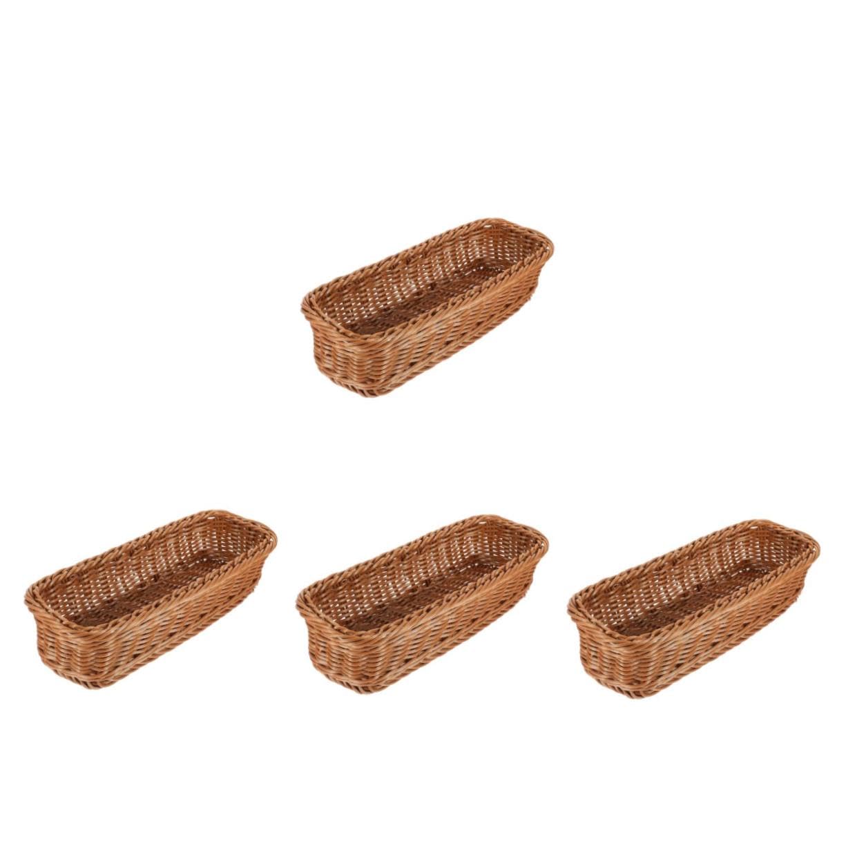 Alipis 4 Pz Contenitore Per Ristorante in Simil Rattan Per La Lievitazione Del Lievito Madre Cestino Vario Cestino Per Il Pane in Filo Metallico Rack Brown Plastica