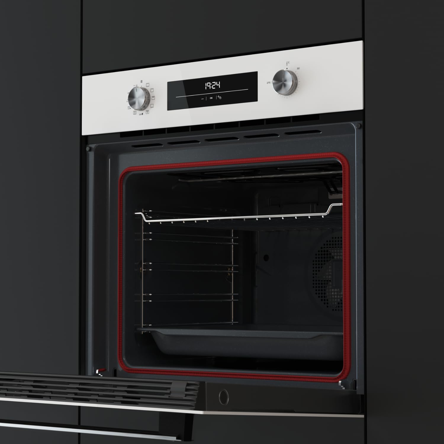 TEKA Horno Multifunción Pirolítico 60cm, 8 Funciones de Cocción, Sistema ThermoSeal, Autolimpieza Pirólisis y HydroClean, Display LED, Modelo NEO HSB 6250 P WH