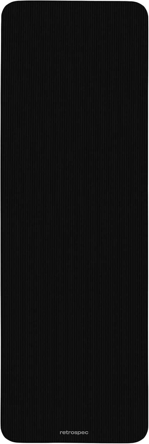 Retrospec Solana Yoga Mat 1" Thick w/Nylon Strap for Men & Women - Non Slip Exercise Mat for Home Yoga, Pilates, Stretching, Floor & Fitness Workouts - Black : Everything Else