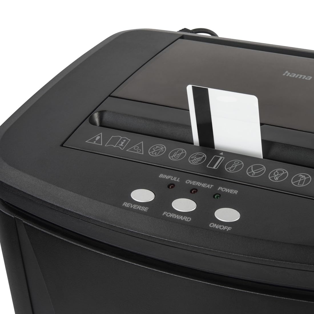 Hama Trituratore Carta Distruggidocumenti Carta Graffe, 120 fogli A4 alla volta, Sicurezza On/Off Auto, LED Overload Overheat, Funzione Indietro, Cestino 25L, Sicurezza P5 T5 E3, Nero