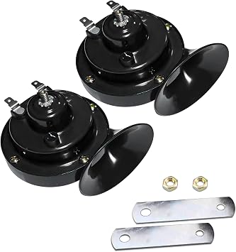 HAOBO 2PCS 300DB Super Loud Train Horns, 12V Loud Dual-Tone Waterproof Electric Snail Horn Kit, Car Air Electric Snail Double Horn Car Accessories Universal for Any 12V Vehicles Motorcycle Boat