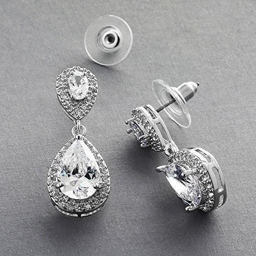 Mariell Cubic Zirconia Crystal Teardrop Dangle Bridal and Wedding Earrings, CZ Jewelry for Brides, Bridesmaids, Homecoming, Prom and Dressy Everyday Wear3