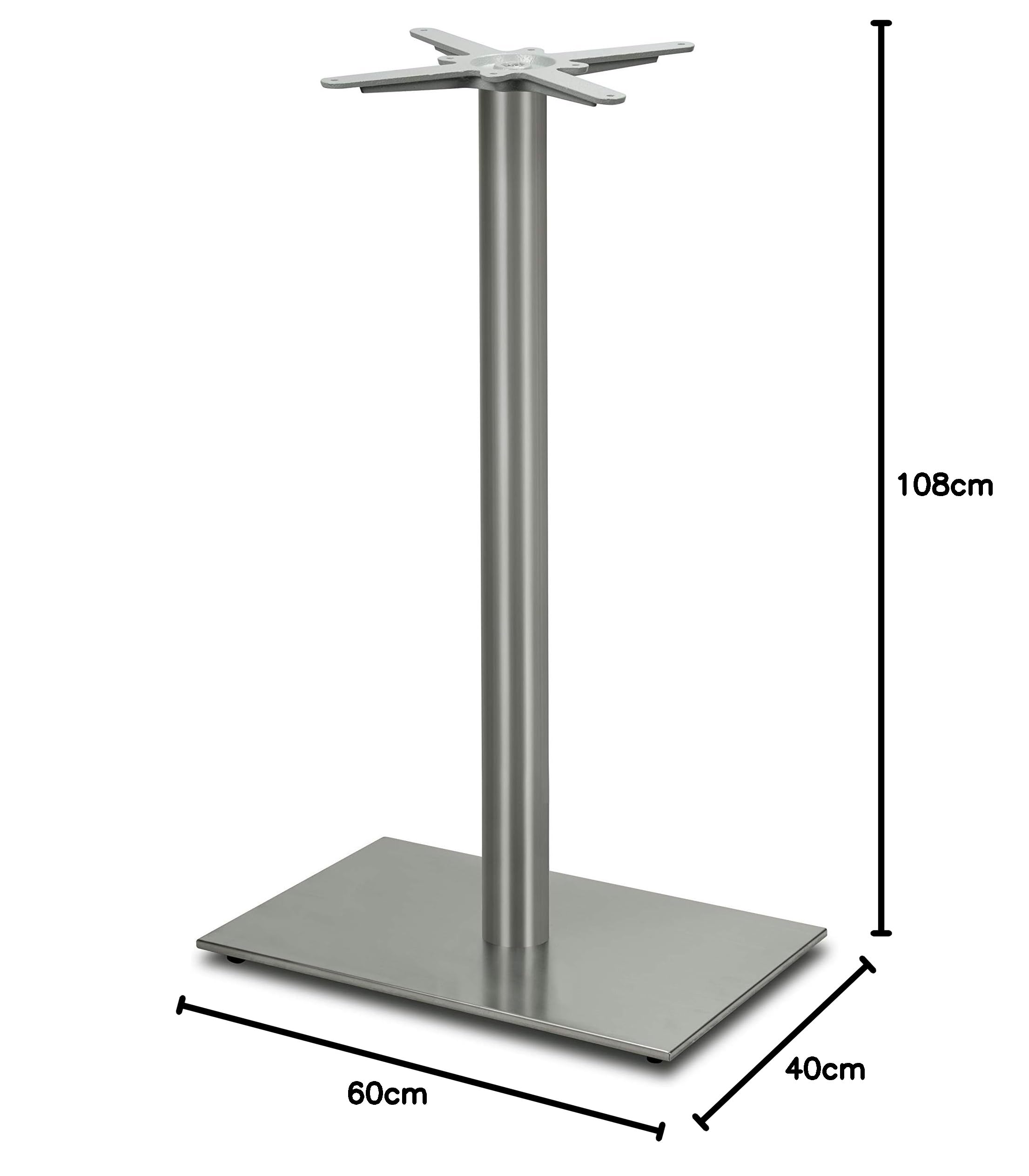Base per Tavolo Alto da Bar Premium in Acciaio Inossidabile - PD7595inox/110 - Gambe per Tavoli Alti (Altezza: 108 cm, Peso: 25 kg) - Max. Dimensione della Tavola: 110x70 cm