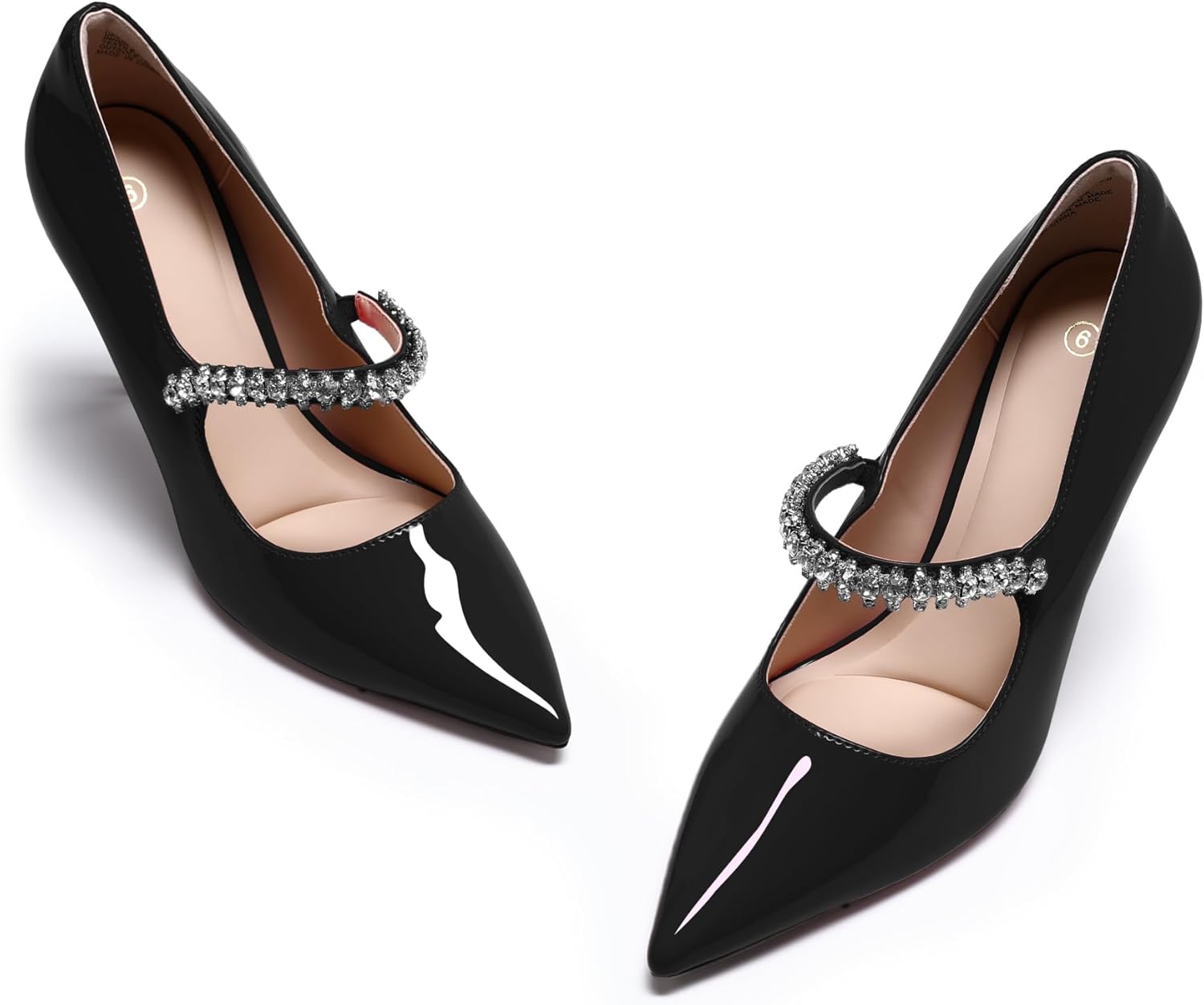 YYNUDA Womens Pointed Toe Stiletto High Heels Rhinestone Pumps for Women Dress Pumps Shoes for Wedding Office Business, 3.7 Inch