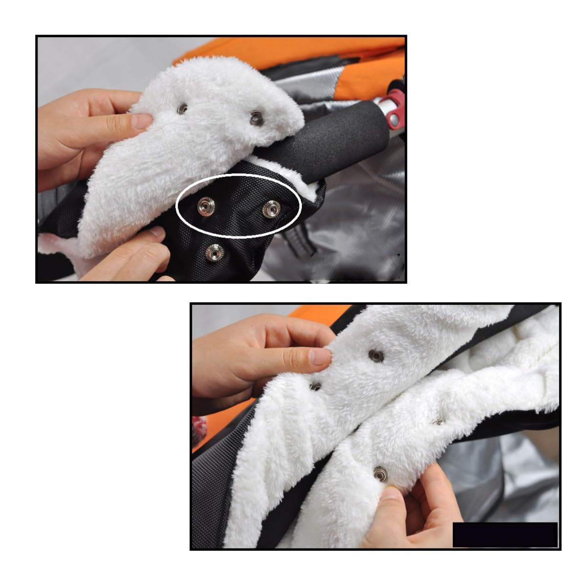 BESTonZON 3pezzi Guanti Antivento Per Carrozzina Guanti Caldi Per Passeggino Oxford Accessorio Per Inverno Nero