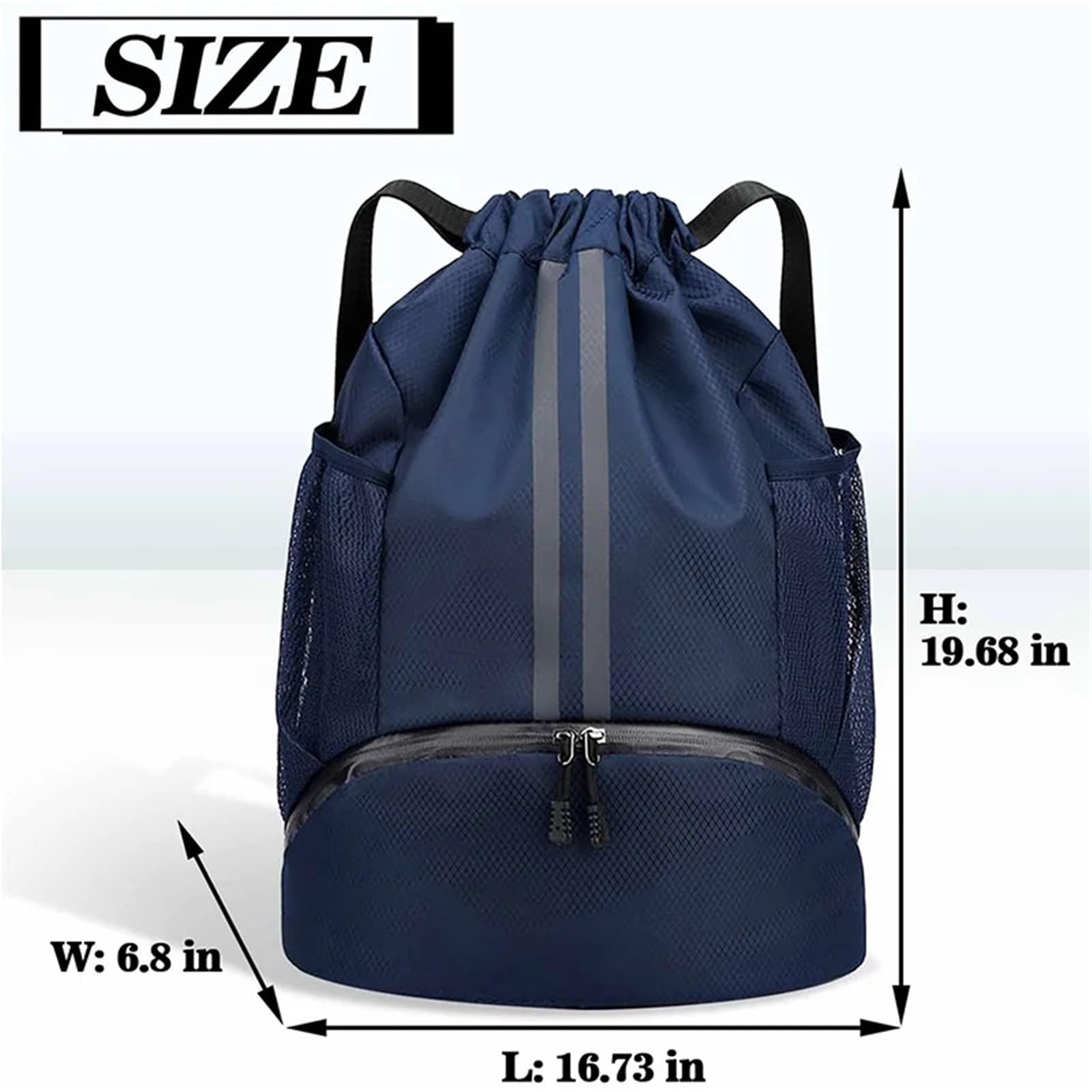 Rucksack mit Kordelzug Sportrucksack mit Kordelzug, Basketball-Rucksack for Damen und Herren, Schwimm-Sporttasche Schuhfach nassfester Tasche