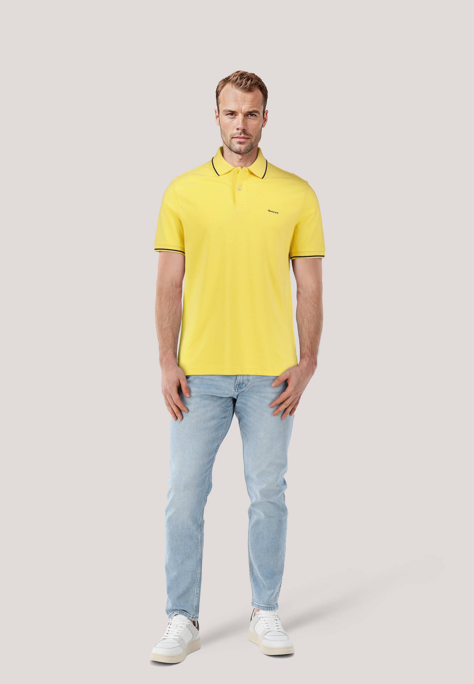 GANT Polo para hombre Tipping Ss Piqué, Amarillo Plátano, L