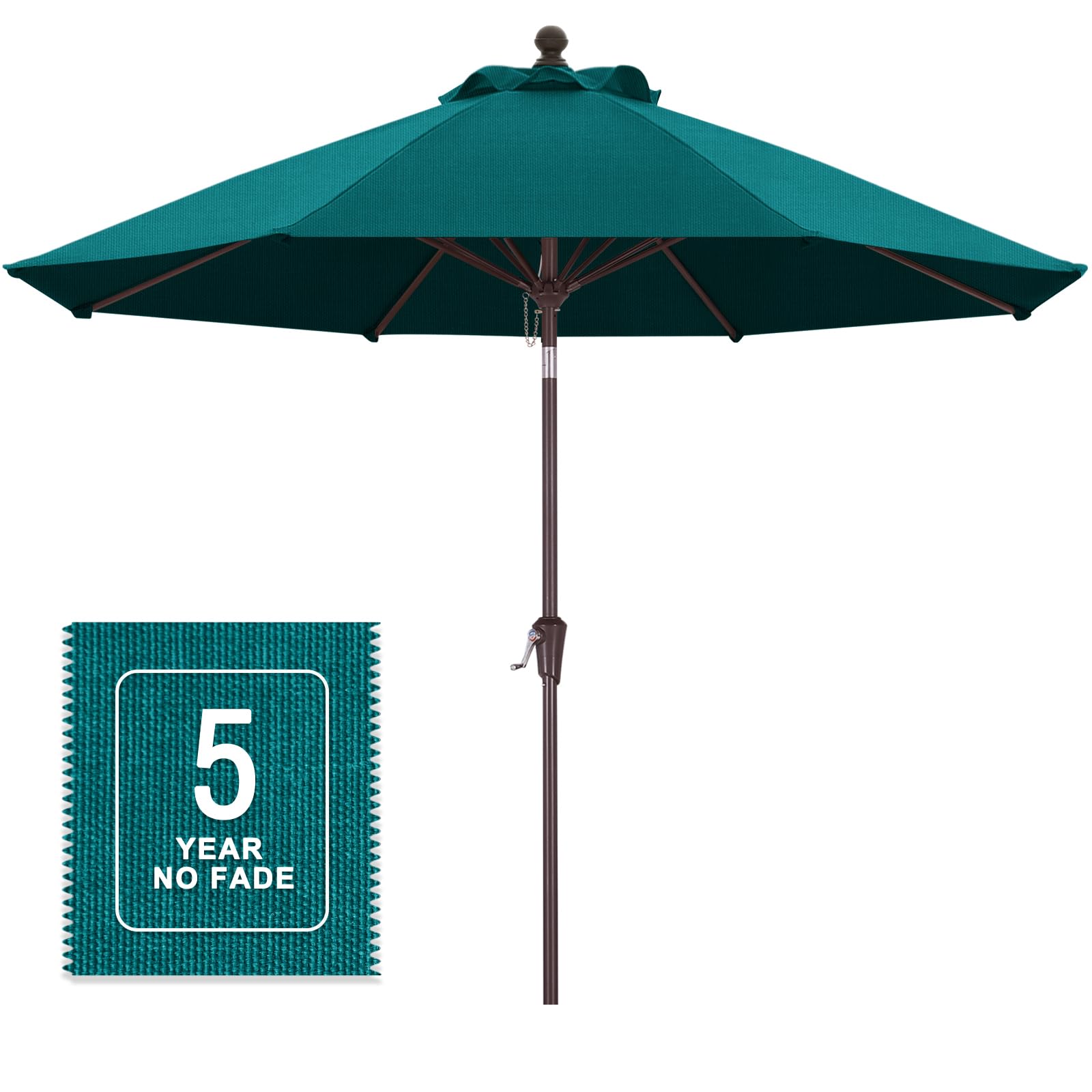 MasterCanopy Olefin 5-Year-Non-Fading Outdoor Patio Umbrella,Large UV Resistant Umbrella for Market Table -8 Ribs (2.7M,Turquoise)