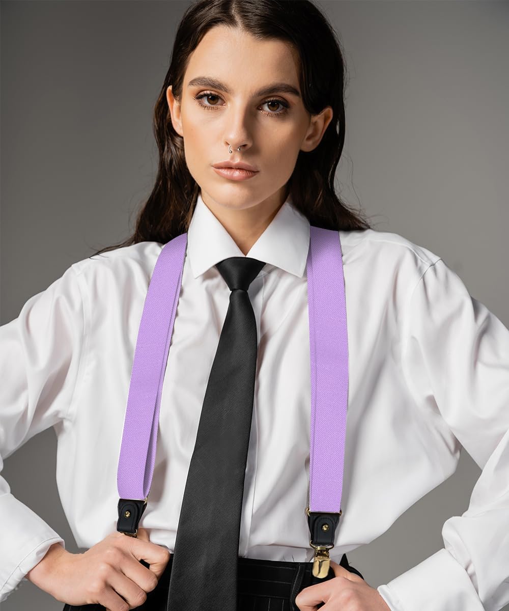 Convertible Suspenders with Interchangeable Clip & Button End Styles, Elastic Y-Back