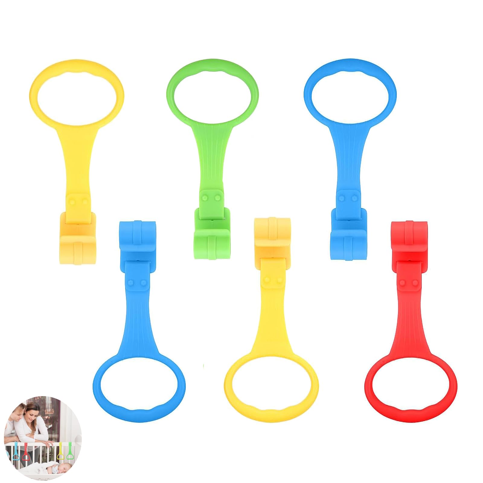 LeeQunQ 6 PCS Baby Pull up Rings, Baby Playpen Ring, Crib Pull up Ring, for Playpen,Strollers, Walking Assistant and Stand-Up Support