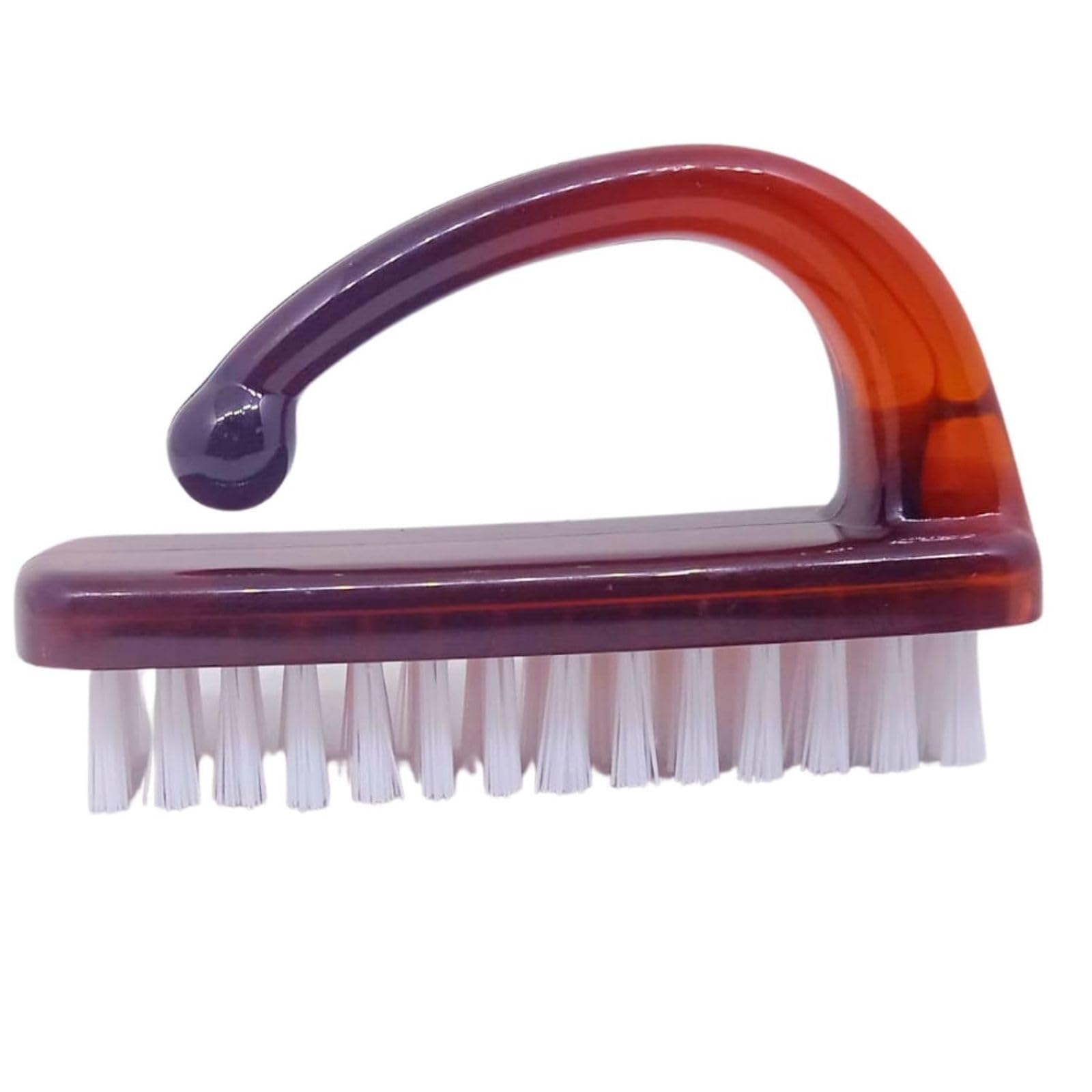 Scarlet Line Professional Nail Cleaning Brush Plastic Handle Grip Pedicure Manicure Nail Art Tool for Home Beauty Nails Salon Travel Use_Shell