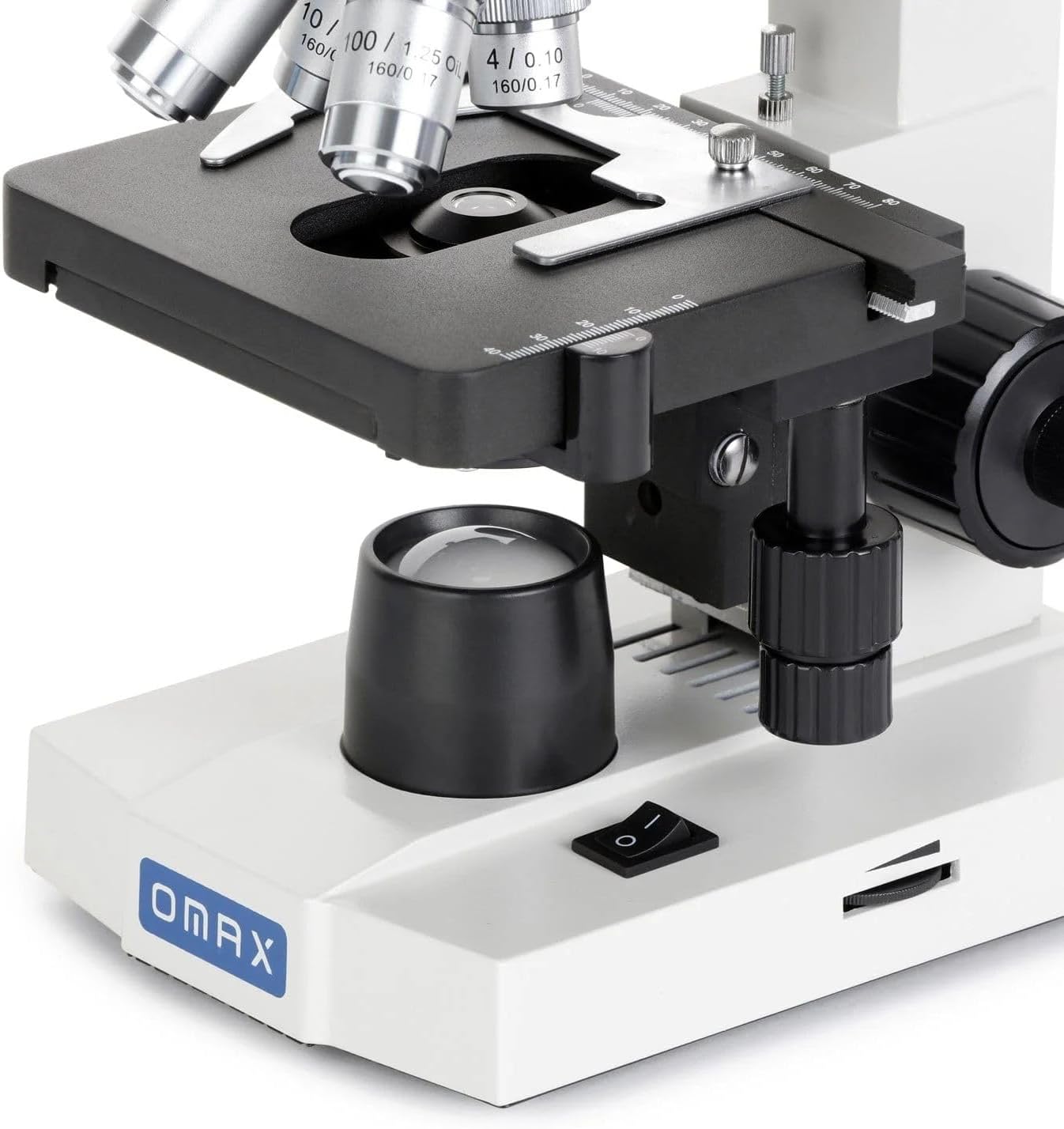 AmScope OMAX 40X-2000X Lab LED Binocular Compound Microscope with Double Layer Mechanical Stage and Coaxial Coarse/Fine Focusing Knob - Image 2