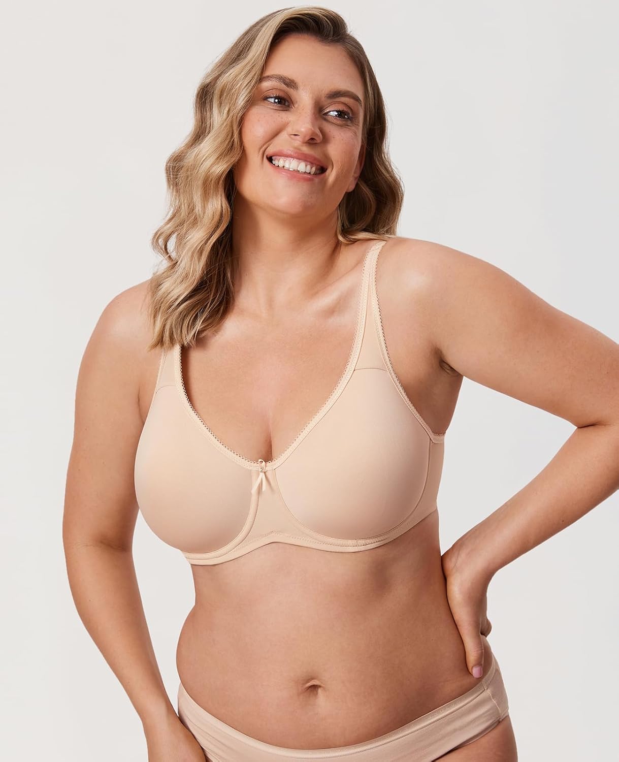 DELIMIRA Women's Seamless Tshirt Bras Plus Size Full Coverage Underwire Lightly Lined Bra Up to F - Image 7