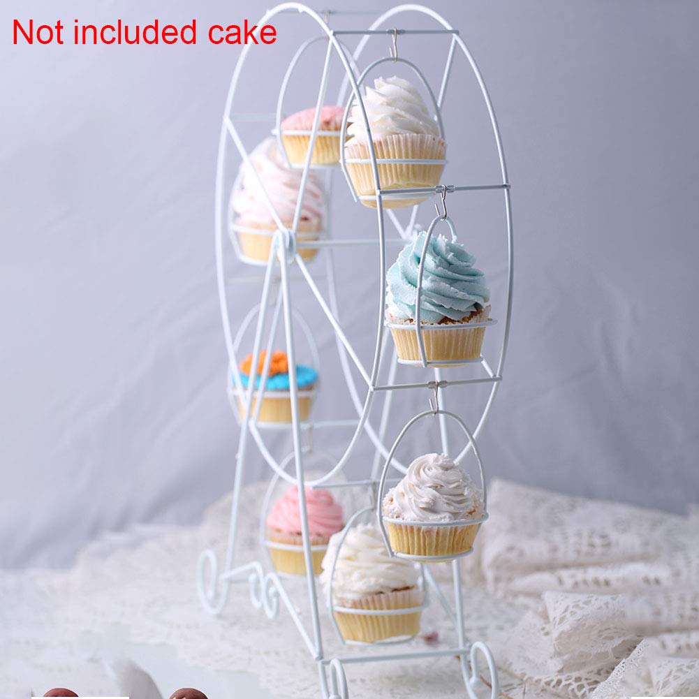 Cupcake Ruota panoramica 8 Cup Cake Display Stand Amaretto Muffin Dessert Vassoio da portata 360 Girevole per feste Compleanno Baby Shower Forniture di nozze