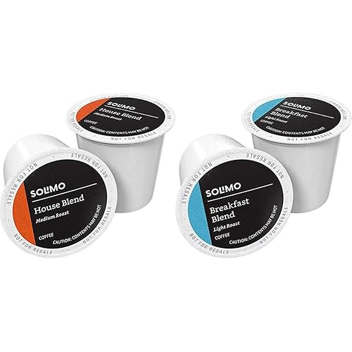 Marca Amazon – Solimo Cápsulas de café tostado medio oscuro y tostado ligero, compatibles con cafeteras Keurig 2.0 K-Cup