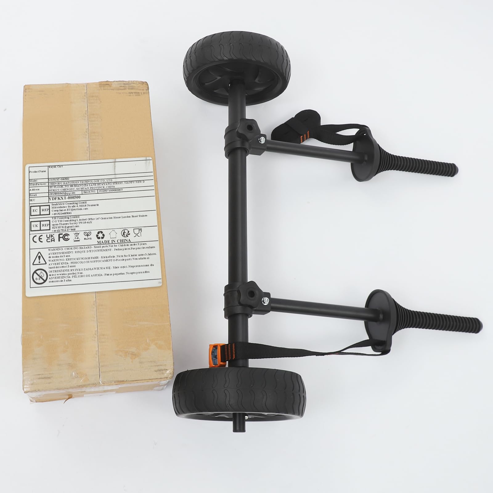 Kanu-Transportwagen Verstellbarer Kajakwagen Abnehmbarer Kanuwagen für Kajak und Kanu 45kg Traglast 6-28cm einstellbare Breite 20cm Räder Aluminiumlegierung Faltbar