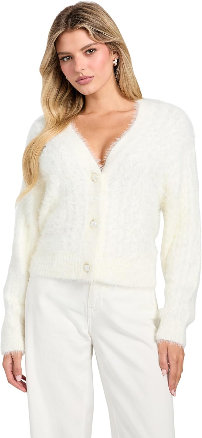 Kinako Fuzzy Cable-Knit Cardigan