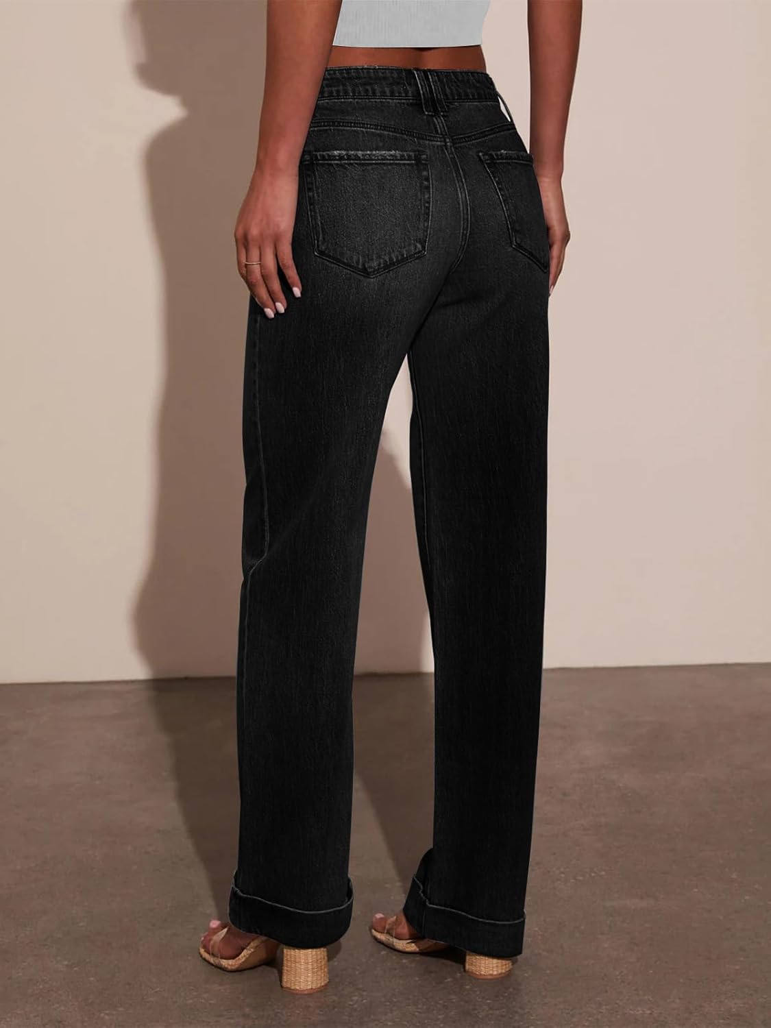 KUNMI Jeans for Women Wide Leg Baggy High Waist Boyfriends Straight Leg Stretchy Denim Pants Trendy Fall 2025