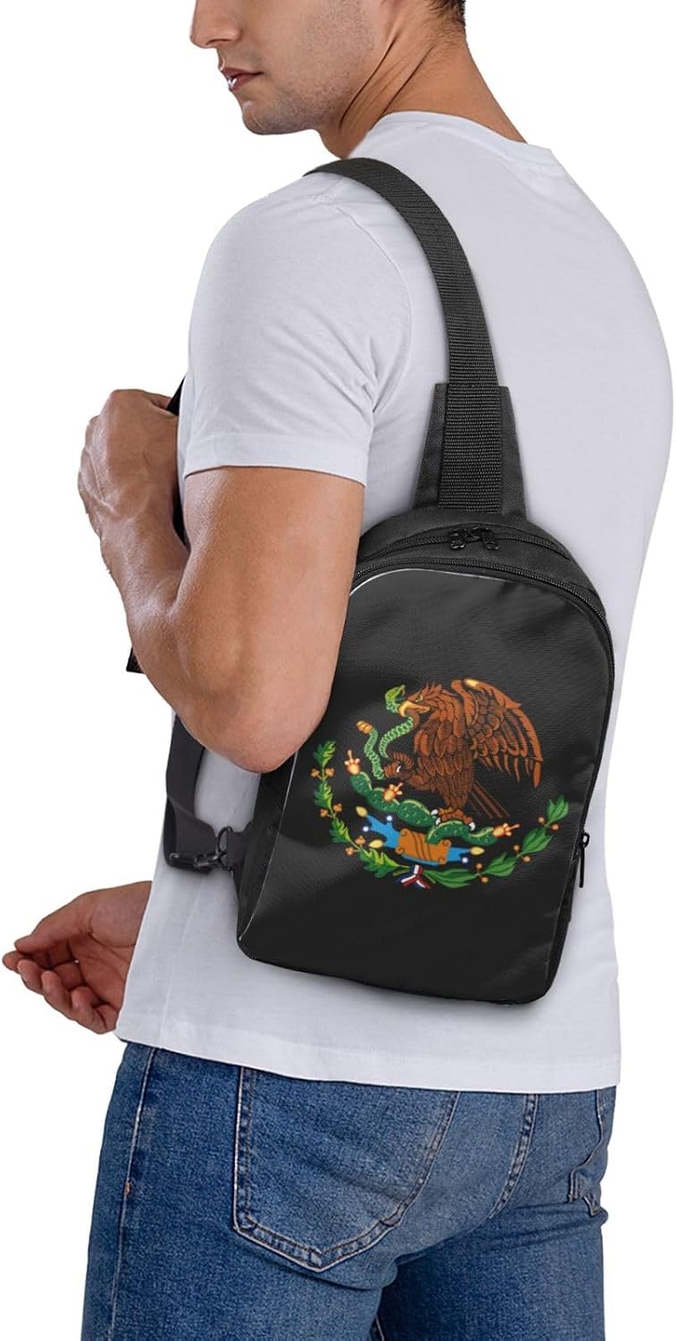 Mexico Flag Mini Crossbody Sling Backpack Shoulder Chest Bag Daypack for Hiking Traveling