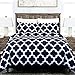Egyptian Luxury Quatrefoil Duvet Cover Set - 3-Piece Ultra Soft Double Brushed Microfiber Printed Cover with Shams - Full/Queen - Navy/White
