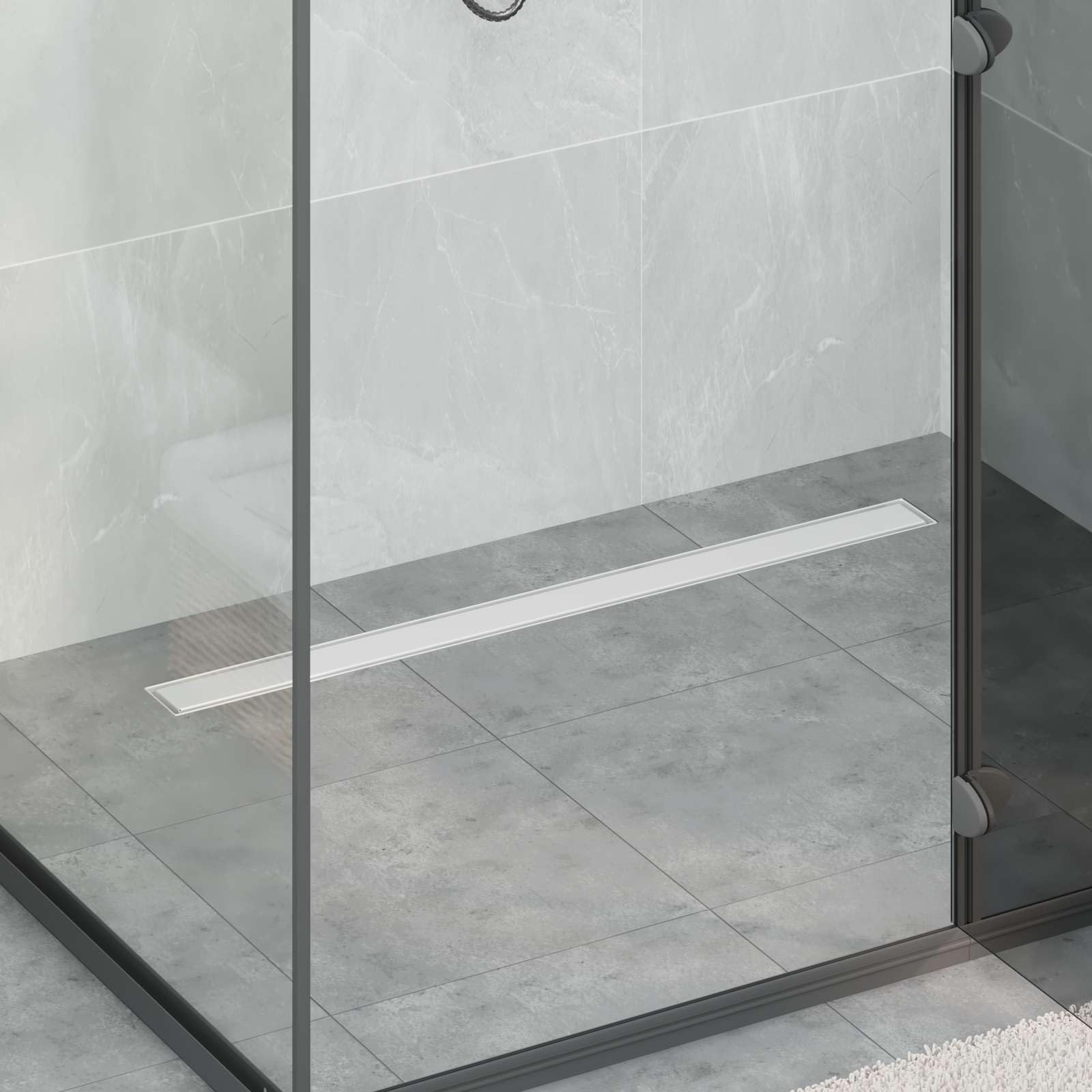 vidaXL Scarico Doccia 2-in-1 con sifone a 360° Argento 90 cm, Ristrutturazione Bagno, componente Doccia Moderno, Installazione Scarico Rettangolare per drenaggio e impianto Idraulico