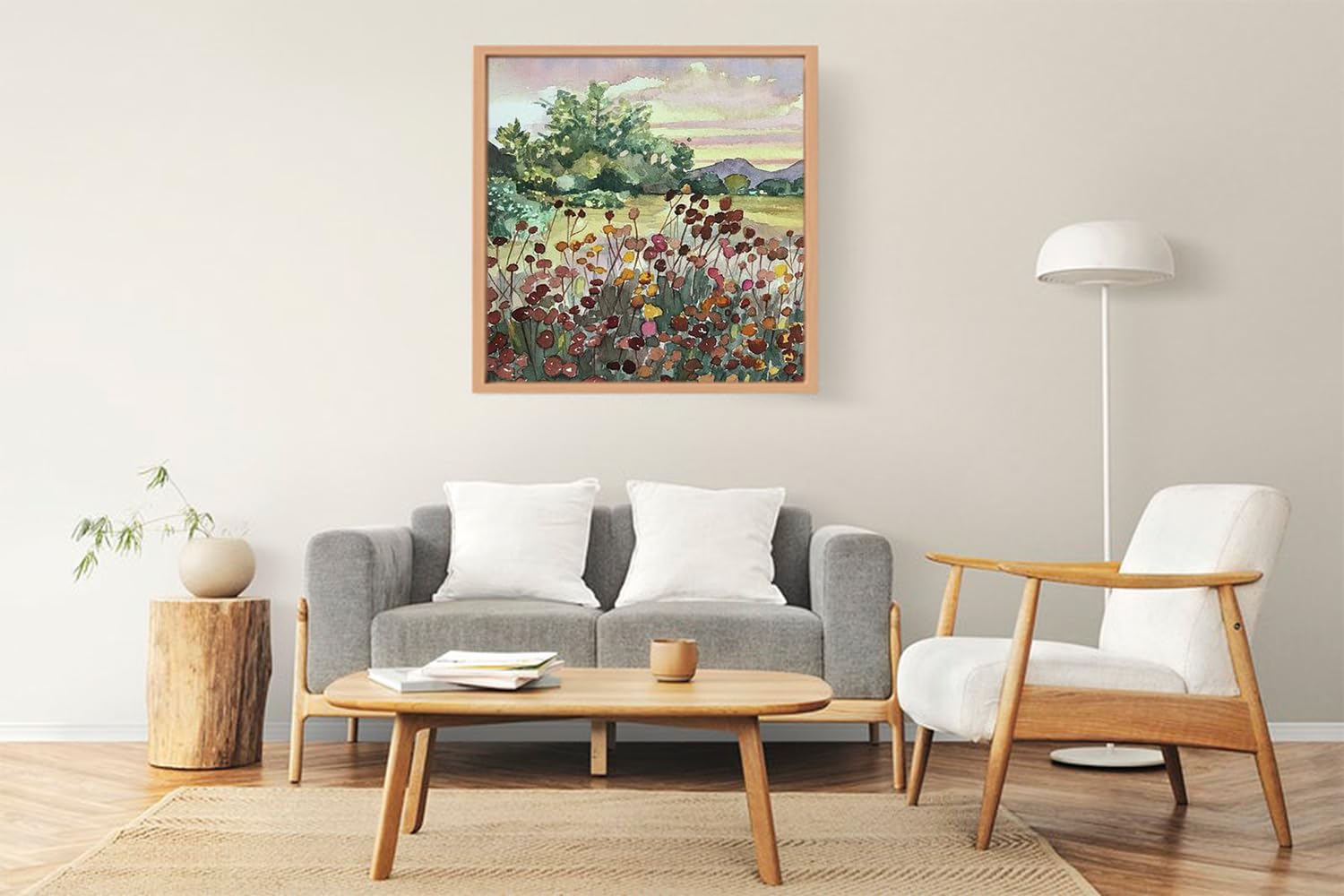 VERRE ART Printed Framed Canvas Painting for Home Decor Office Wall Studio Wall Living Room Decoration (22x22inch Wooden Floater) - Peter Strauss Ranch Seed Heads Print