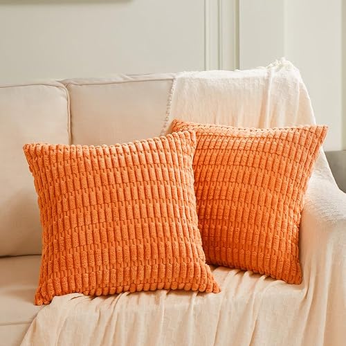 Miniatura 6 de Fancy Homi Paquete de 4 fundas de almohada decorativas de otoño naranja de 18 x 18 pulgadas para sofá, sala de estar, cama, sofá, calabaza de
