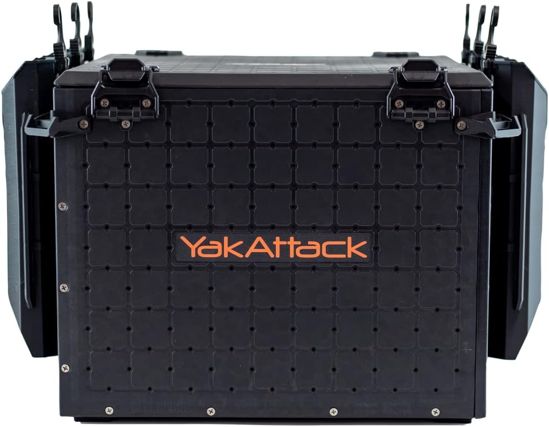 YakAttack BlackPak Pro Kayak Fishing Crate - Includes 6 Attachable Fishing Rod Holders, 16" x 16" - Black