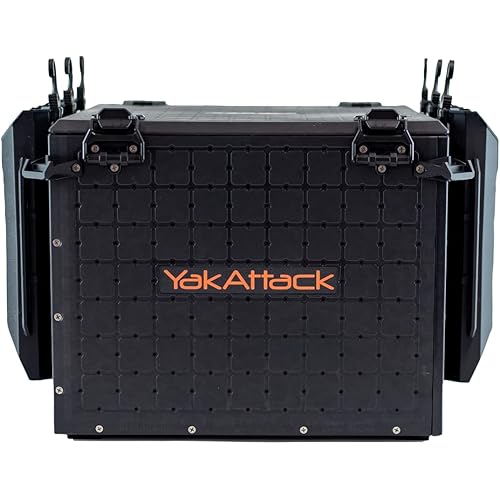 YakAttack BlackPak Pro 16" x 16" Kayak Fishing Crate with 6 Rod Holders - Black | Tackle Storage Box & Fishing Gear Organizer | Lightweight, Durable & Customizable Kayak Fishing Accessory