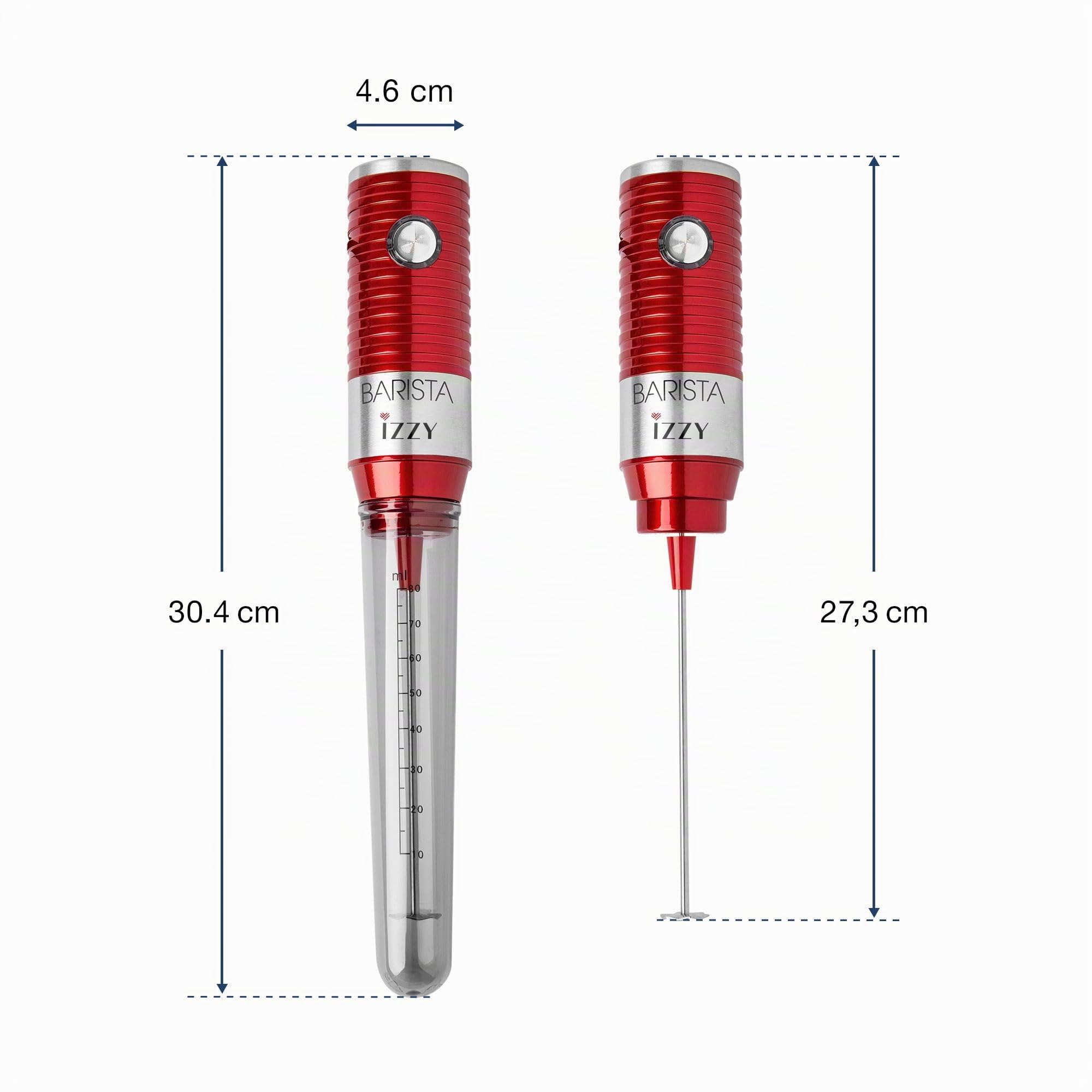 Benrubi Barista IZZY - Mini frullatore elettrico, 30 Watt, in acciaio INOX