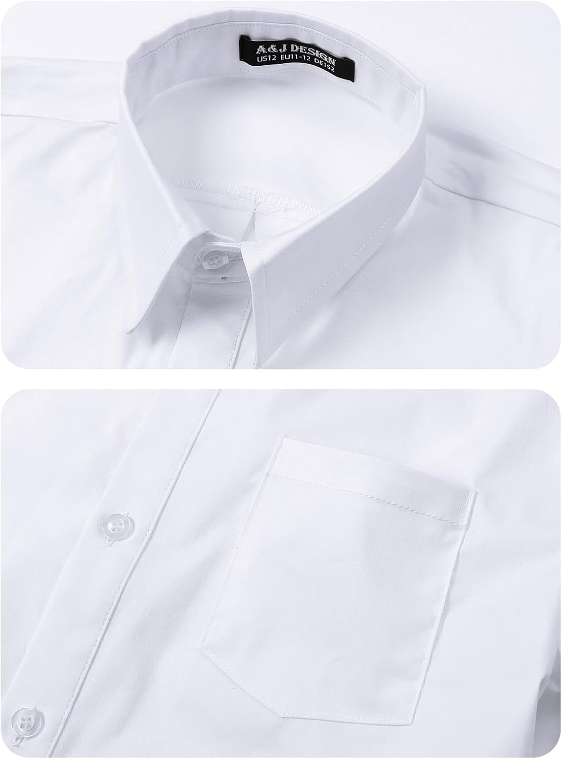 A&J DESIGN Boys Short Sleeve Dress Shirt Kids Formal Uniform Solid Collared Button Down Shirt with Chest Pocket - Image 5