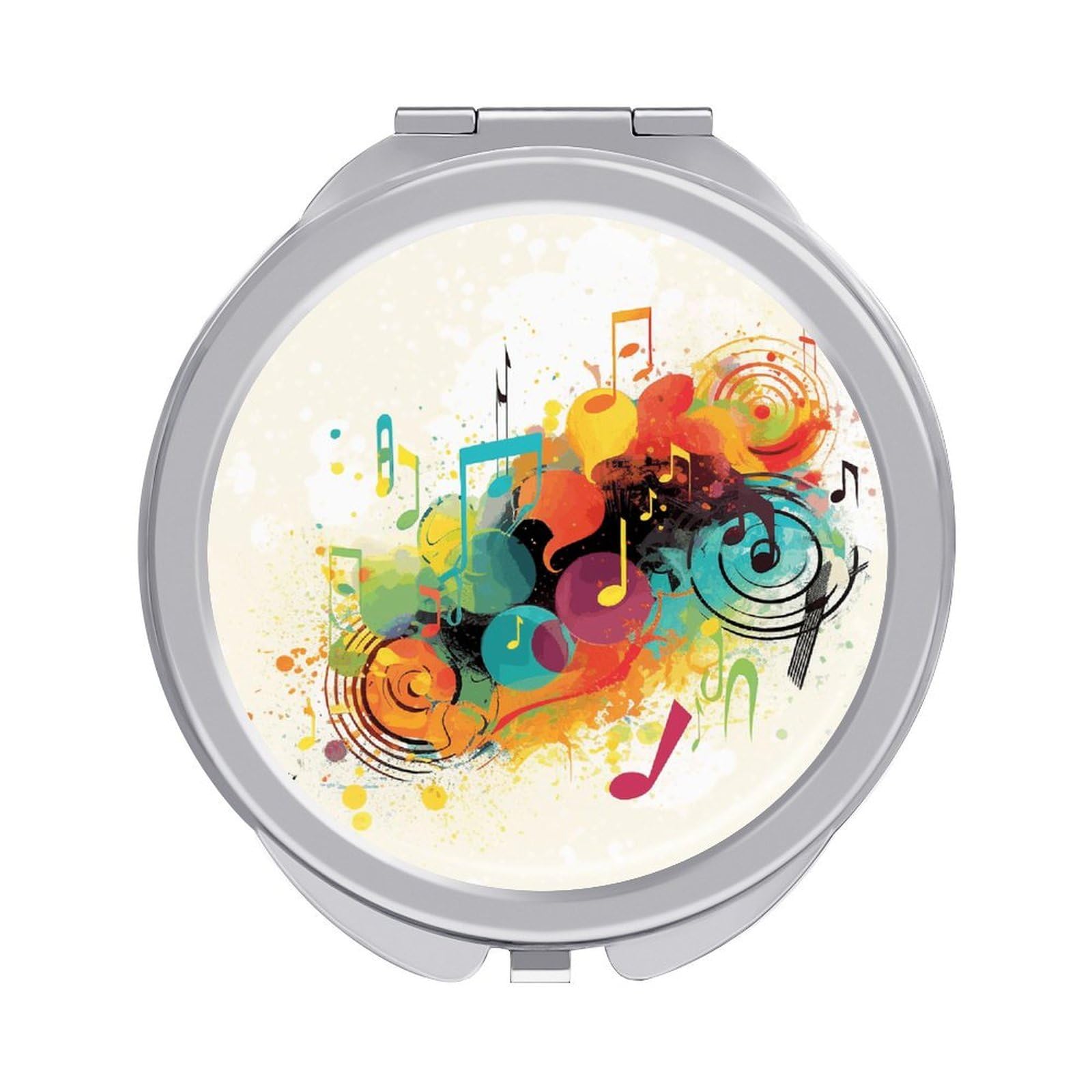 FekiLoot Abstract Music Themed Travel Makeup Mirror 2 X /1 X Magnifying Slim Pocket Mirrors Compact for Purse Travel Makeup Mirrors for Pocket, Handbag, Purse Women Gift