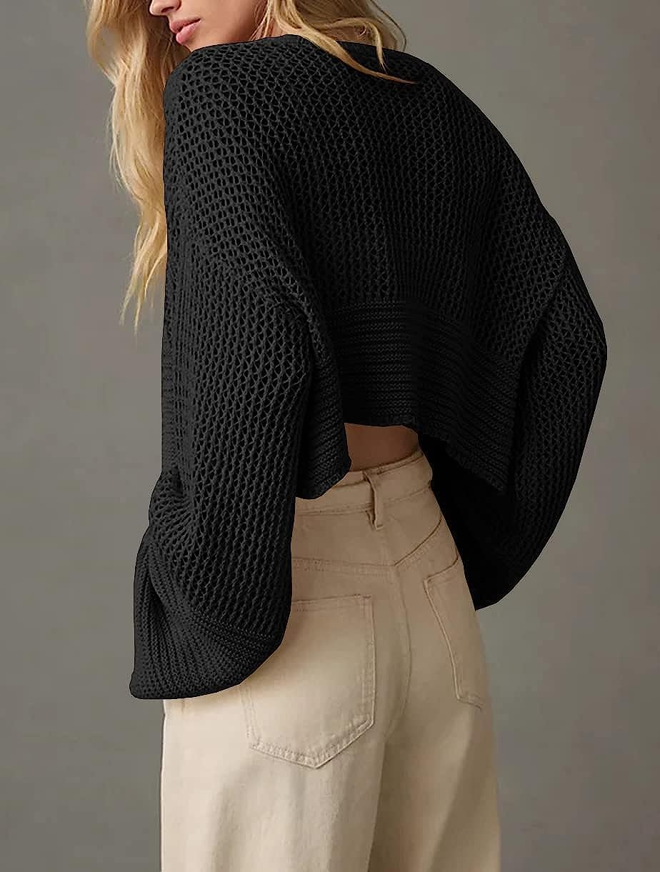 Cicy Bell Cardigan aperto da donna Boho a maniche lunghe cropped Cardigan leggero estivo