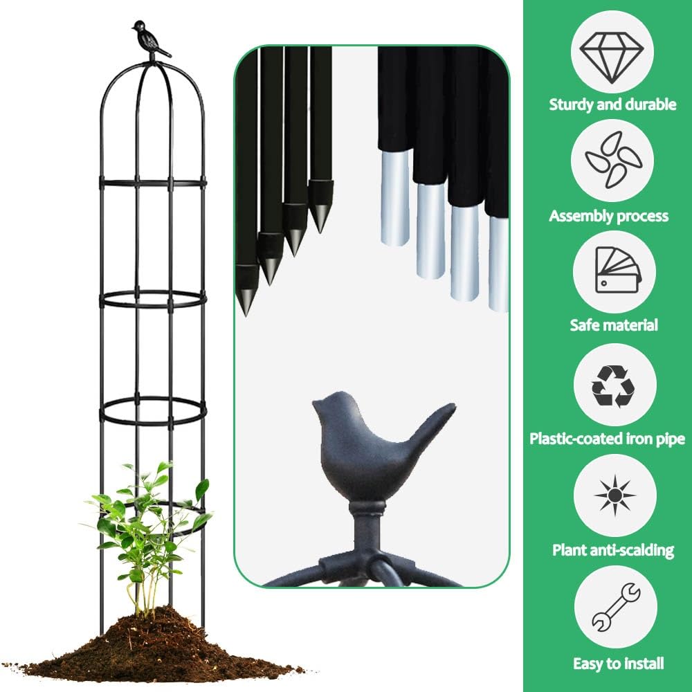 Generico Obelisco per Giardino Traliccio per Piante Rampicanti Colonna di Rose Supporto per Pomodori Cetrioli Altezza 65 Cm 85 Cm 115 Cm 145 Cm 165 Cm 175 Cm 205 Cm(Bianca,25x175cm)