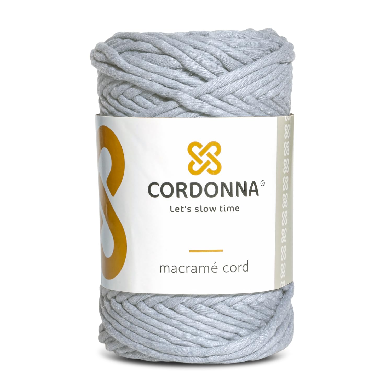 5mm Macrame Cord Cotton with 80 Threads | 100m Twisted Macrame Twine for Crafts | Colored Cotton Rope String for Crafts, Wall Hanging and Plant Hangers | Macrame Supplies | Cordonna | Grey