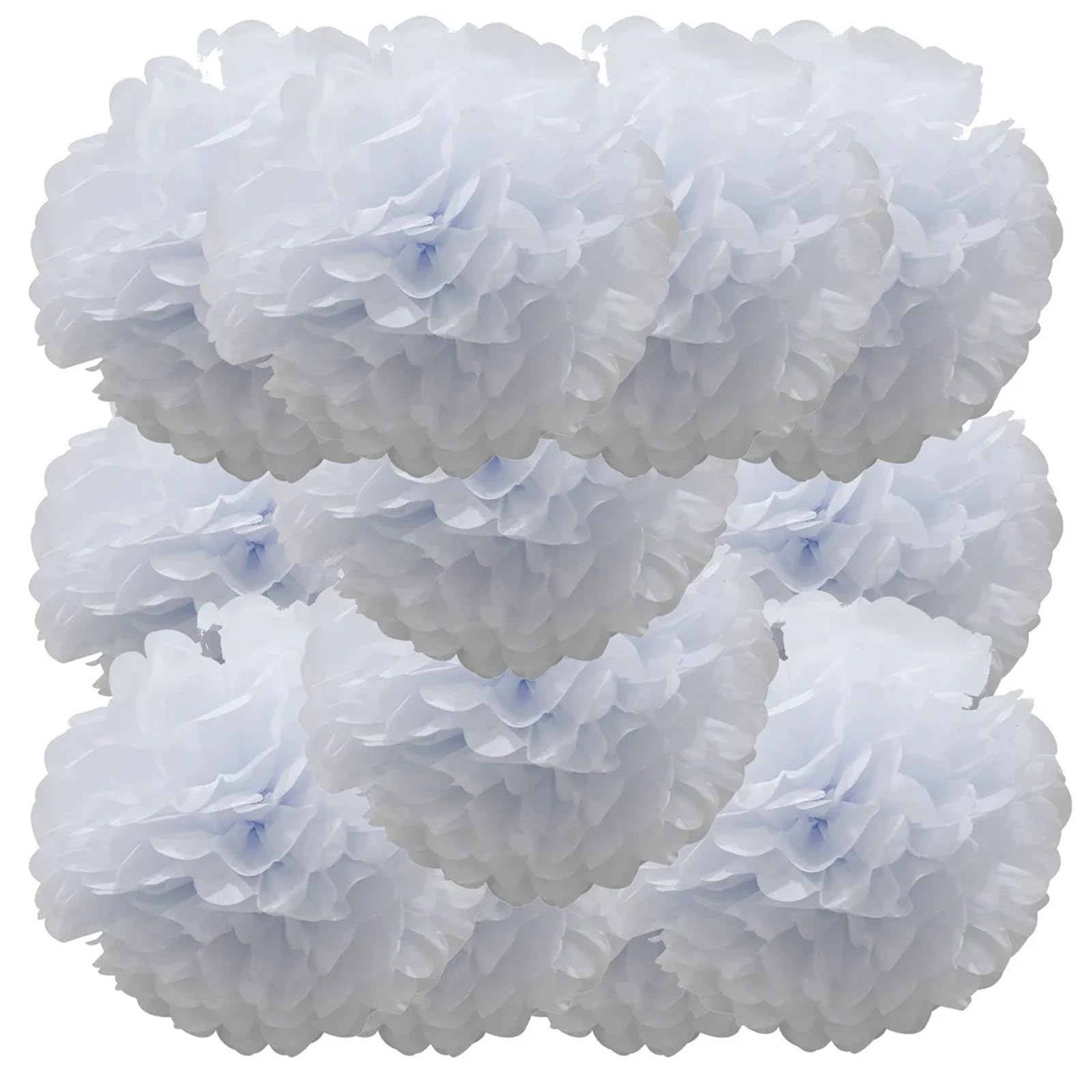 Paper Lanterns 26colors 12pcs Each 10inch Paper Pompom for Wedding Birthday Summer Halloween, , Party Decoration(White)