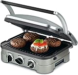Cuisinart Griddler Indoor Grill, Panini Press, Sandwich Maker & More, 5-in-1 Grilling, Dishwasher-Safe Nonstick Cooking Plates, GR-4NP1, Stainless Steel