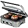 Cuisinart 5-in-1 Griddler with Reversible Nonstick Grill and Griddle Plates, Silver (CGR-4NEC)