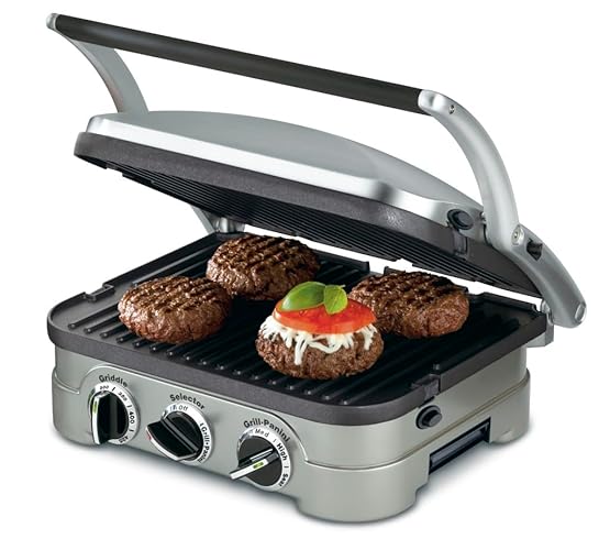 Cuisinart 5-in-1 Griddler with Reversible Nonstick Grill and Griddle Plates, Silver (CGR-4NEC) - Griddler (5-in-1)