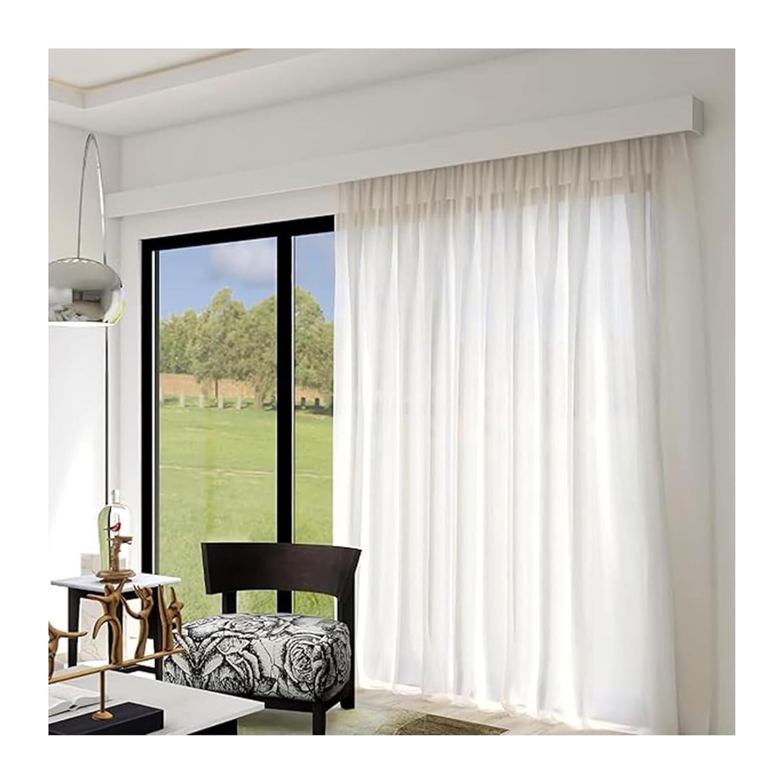 Curtain Track Double Tracks, Double Track Curtain Rod Box, Wall And Ceiling Mount, Multiple Sizes(Wall Mount,150cm (4.9ft))
