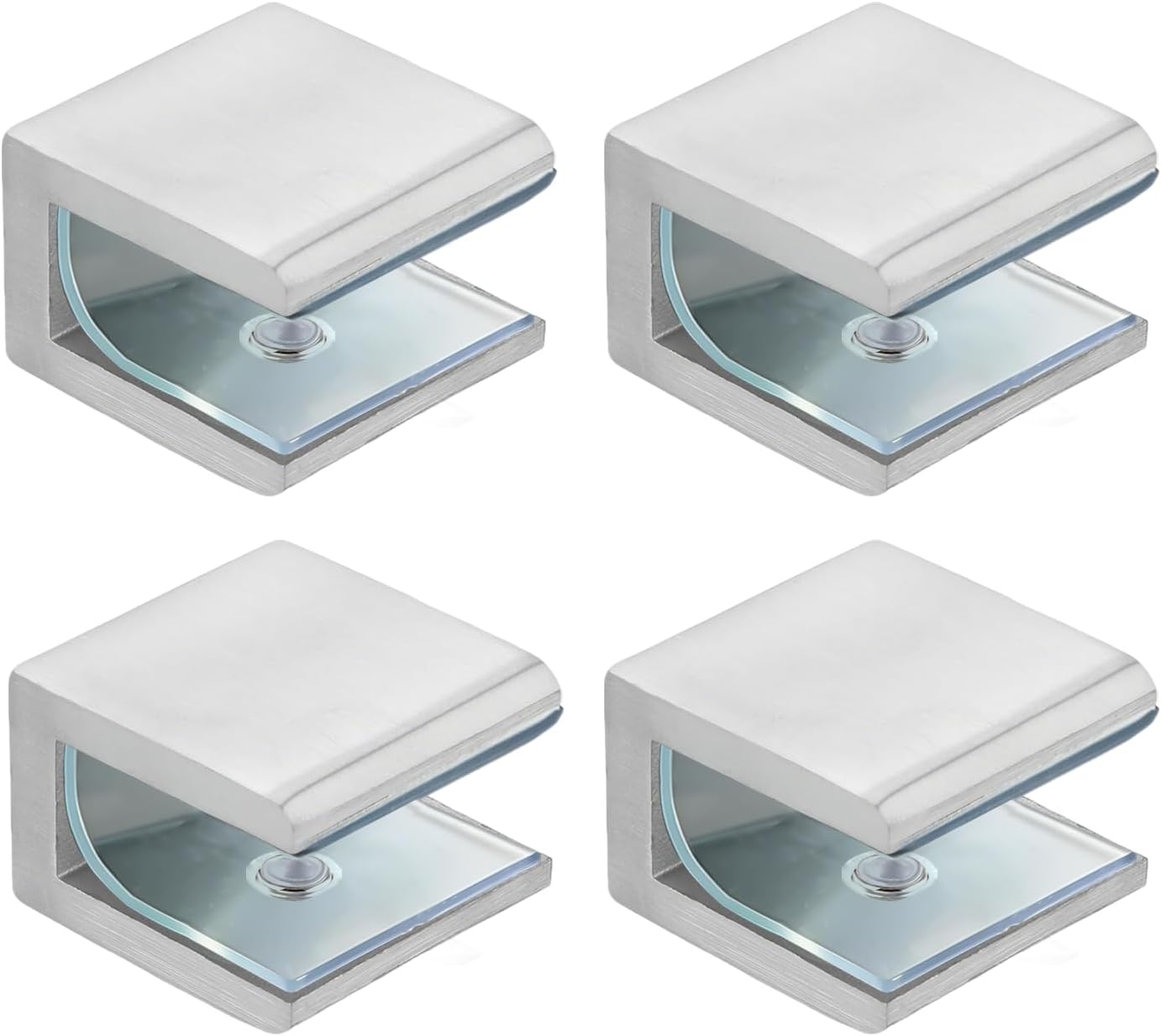 Alise Glass Shelf Brackets 4Pcs, Adjustable Shower Glass Clamps, Heavy Duty Clamp Holder, SUS304 Stainless Steel Brackets for 8-12mm Shower Shelf Bracket and Wall-to-Panel Connection, Brushed Nickel