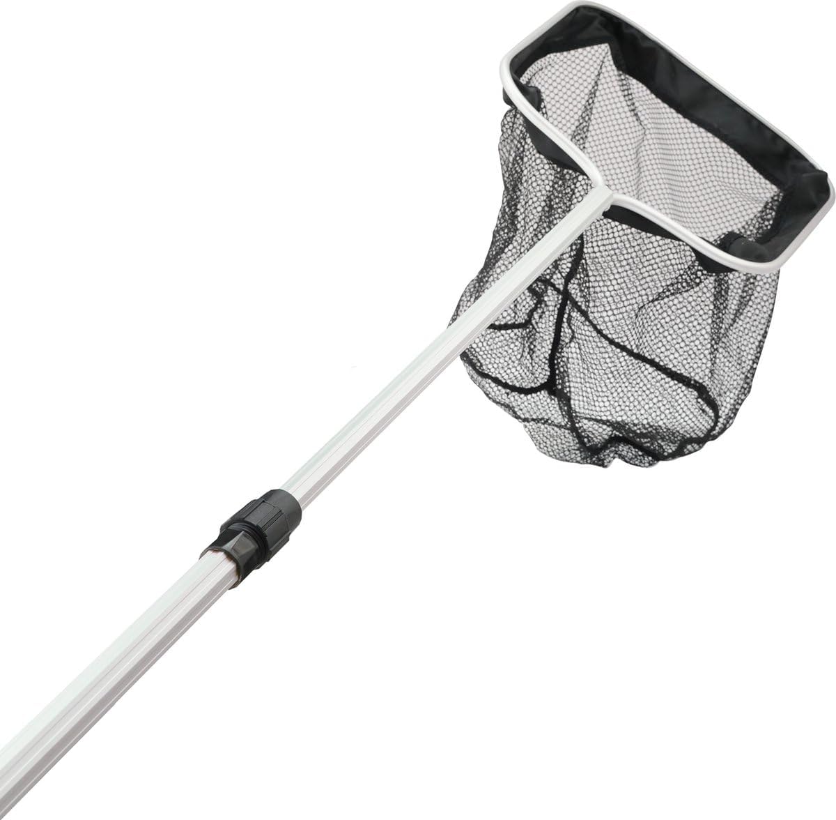 Kescher Pool Teichnetz - Robust - Teleskopstange 1,80 m - Netzgröße 30x30 cm - Schwarz
